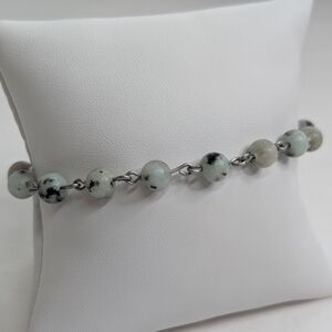 Kiwi Jasper Hand Chain Linked Artisan Bracelet - J017